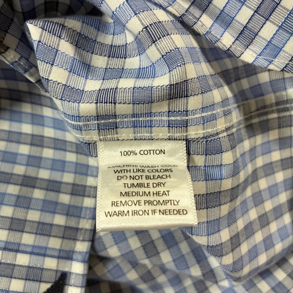 UNTUCKit Button Down Shirt Large Blue Gingham Check Wrinkle Free Oxford - Picture 7 of 8